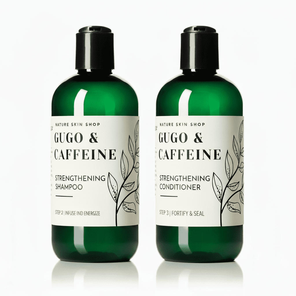 Nature Skin Shop Gugo Volumizing Hair Set, with Biotin & Caffeine, Shampoo & Conditioner for Thicker Fuller Looking Hair, 2-Piece Bundle