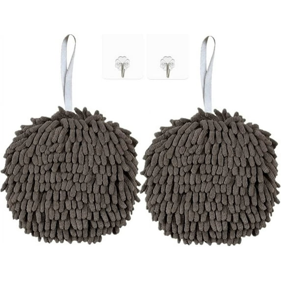 Guguelec 1/2/3 Pack Hand Towels for Bathroom Decorative Set, Chenille Hanging Hand Towel Ball Microfiber Plush Absorbent Soft Small Bath Towel with Loop for Kitchen Washstand or Powder Room