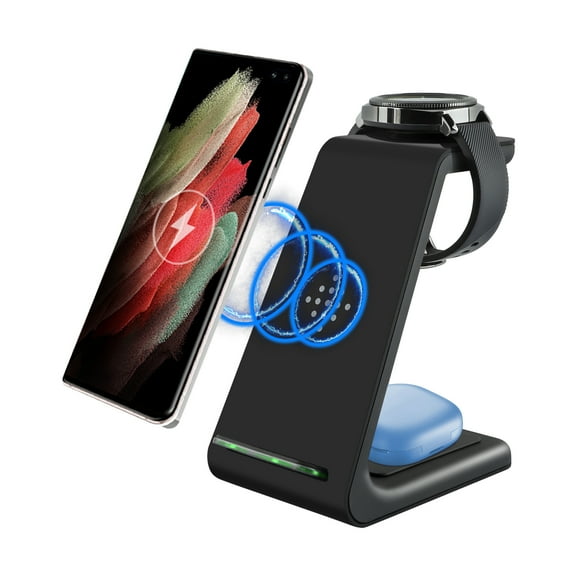 Guguelec Wireless Charger for Samsung，3 in1 Qi-Certified Wireless Charging Station Watch and Phone Charger Station Compatible for Samsung,Galaxy Watch, Galaxy Buds/Pro/+/Live-Black