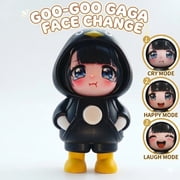 Gugugaga Penguin Costume PVC Figure with 3 Interchangeable Face Expressions, Anime Character Collectible Statue, Desktop Display Ornament, Gift for Figure Collectors