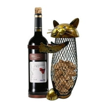 Guhuijie Cat Wine Bottle Cork Holder Decorative, Cat Shaped Wine Rack with Cork Organizer