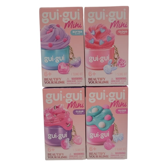 Gui Gui Mini Slime Kit 4 Pack with Butter, Gloss, Clear, and Cloud Slimes