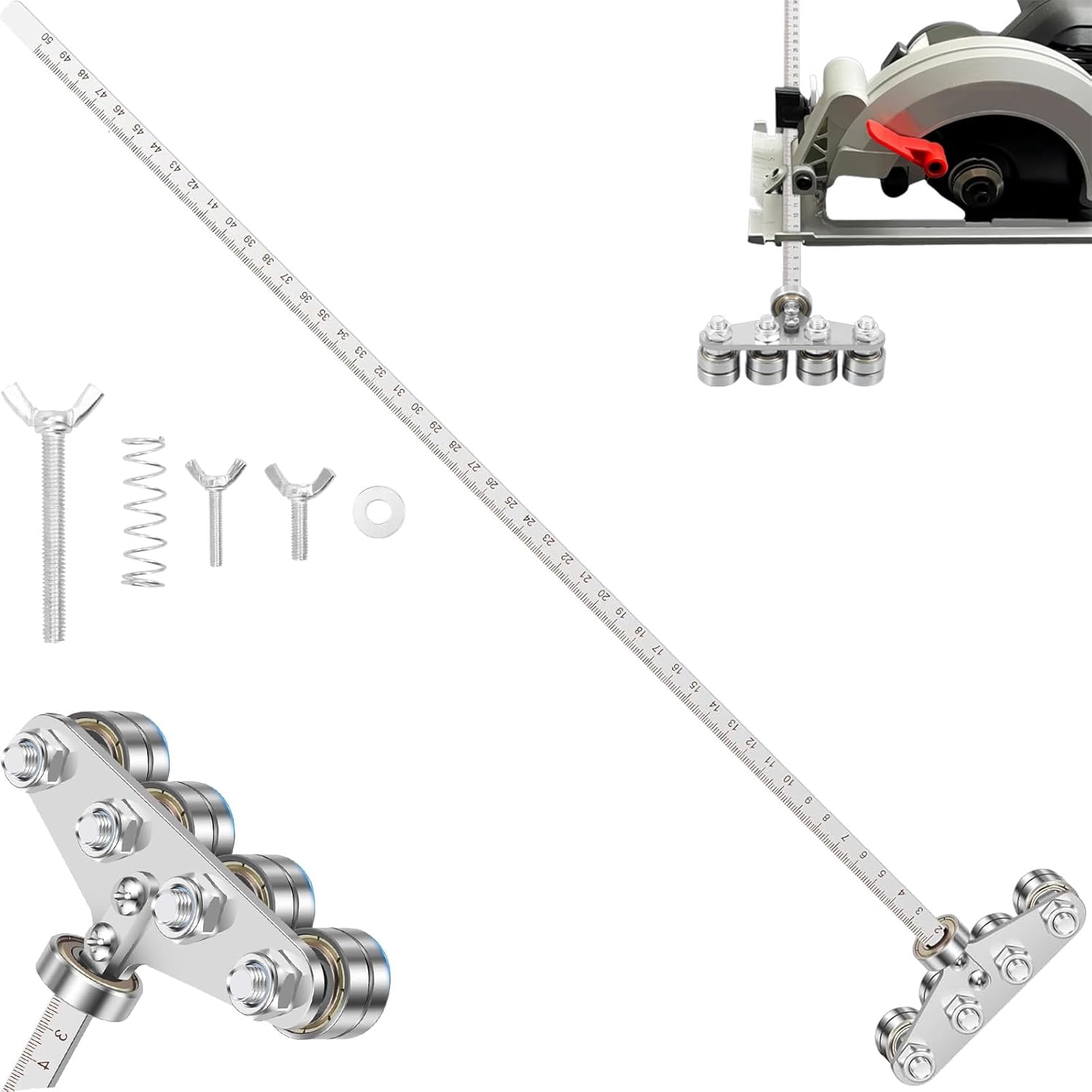 Guia Para Sierra Circular, Circular Saw Cutting Guide, Positioning Calipers for Precise Measurement, Made Of Stainless Steel, With Measuring Scale, for Circular Skill Hand Saw