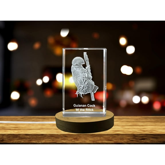 Guianan Cock of the Rock 3D Engraved Crystal 3D Engraved Crystal Keepsake/Gift/Decor/Collectible/Souvenir