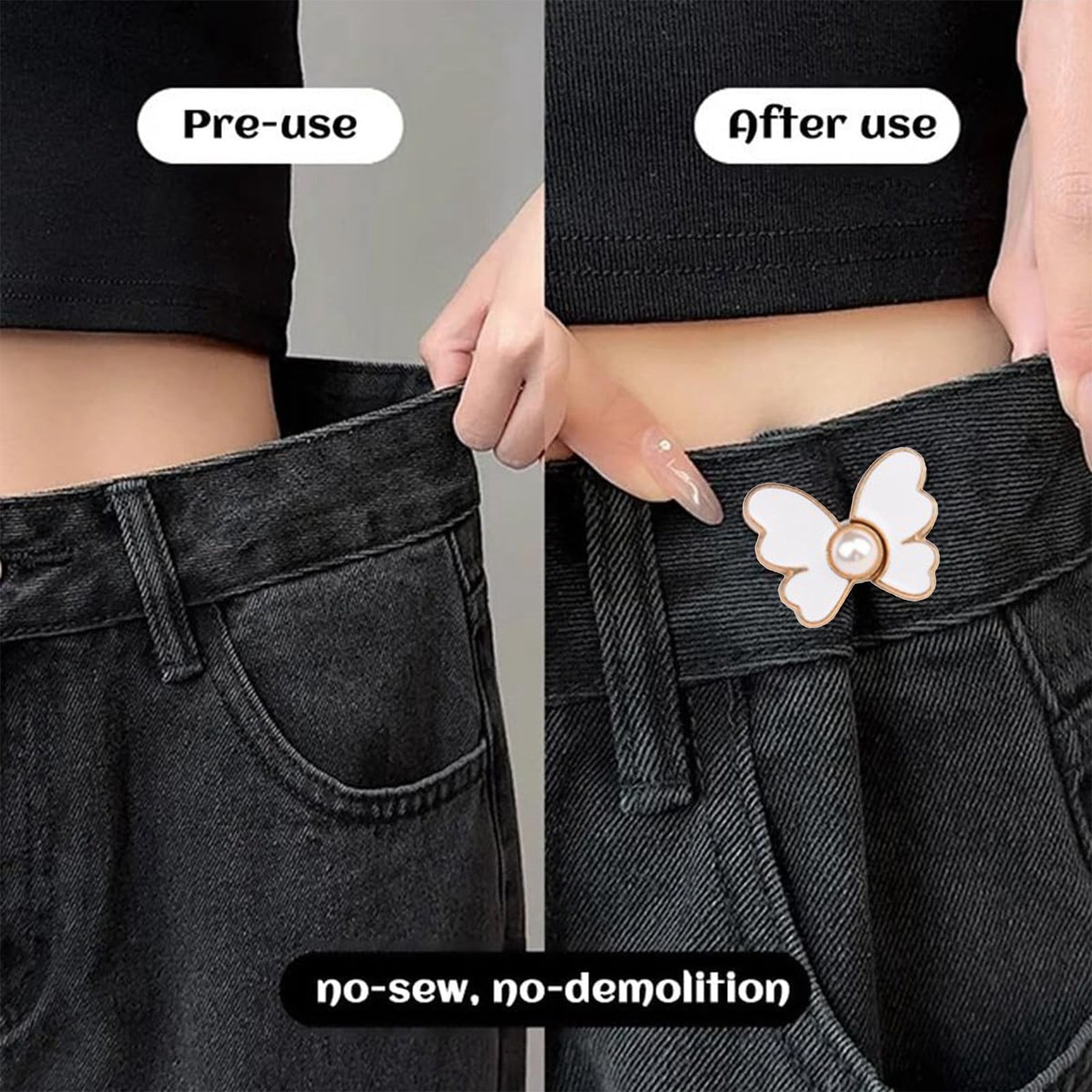 Guibest Cute Denim Button Pin Detachable Nailless Waist Buckle