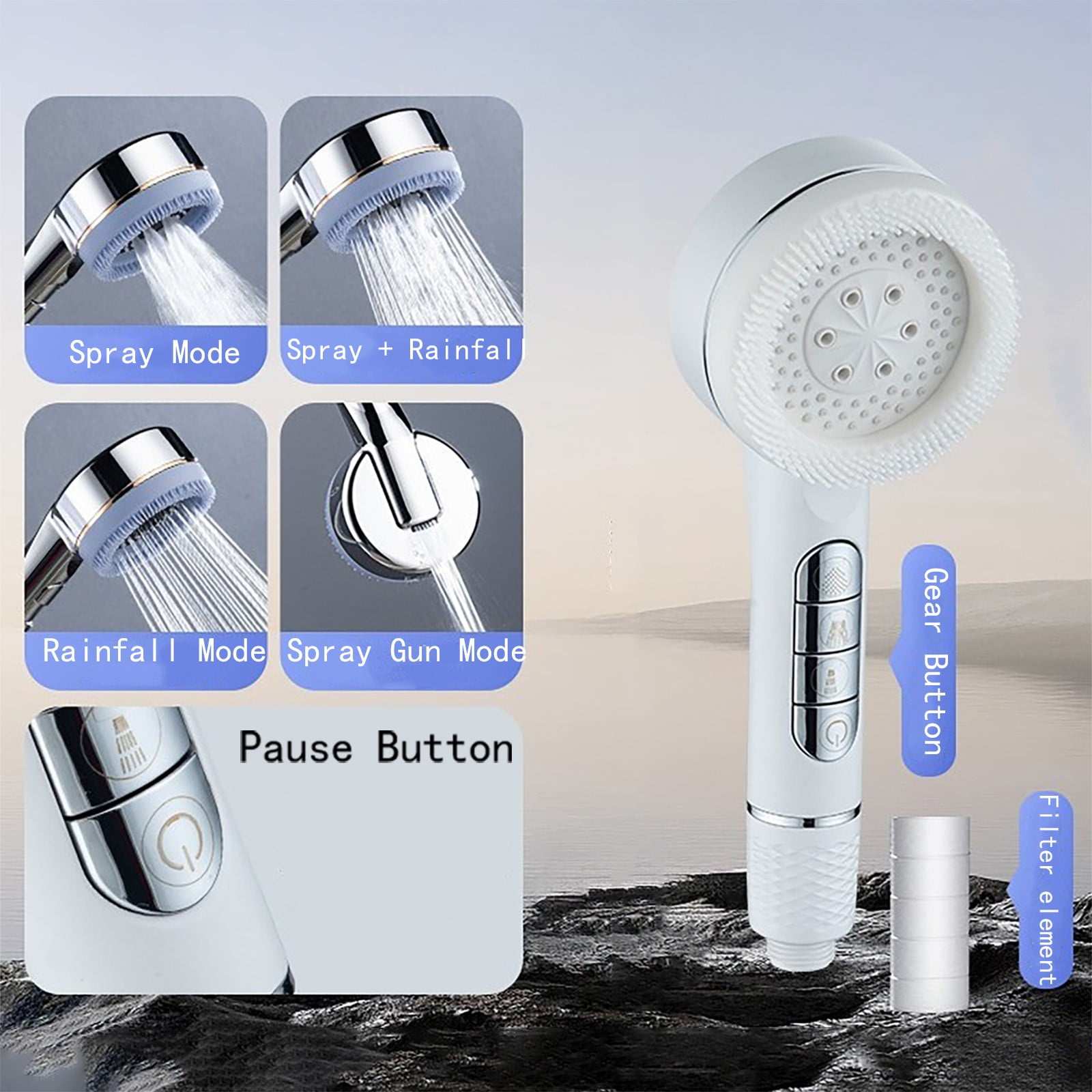 Guibest High Pressure Handheld Shower. Rainfall Shower Heads. One Click ...