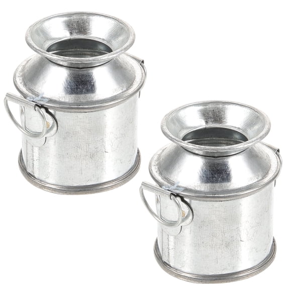 Guichaokj 2-Pack Mini Galvanized Metal Buckets for Dollhouse Decor, Small Tin Flower Pots for Crafts and Decorations