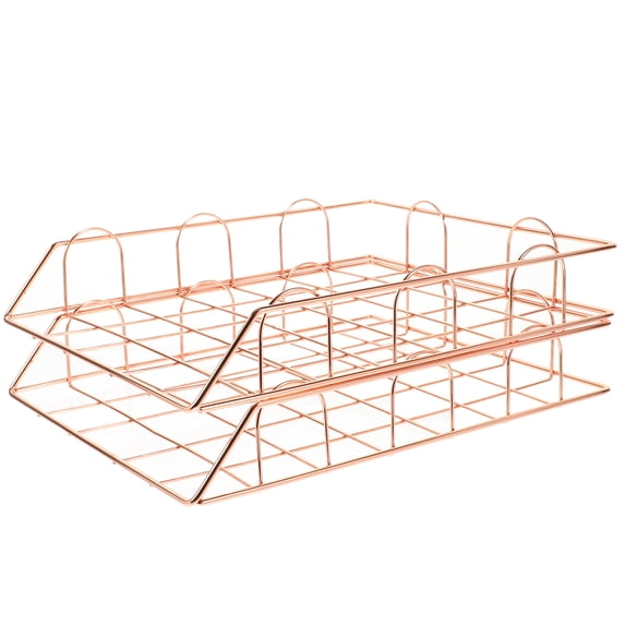 WRITWAA Rose Iron 2-Pack Desktop File Storage Rack Organizer for Office Desk Document Management