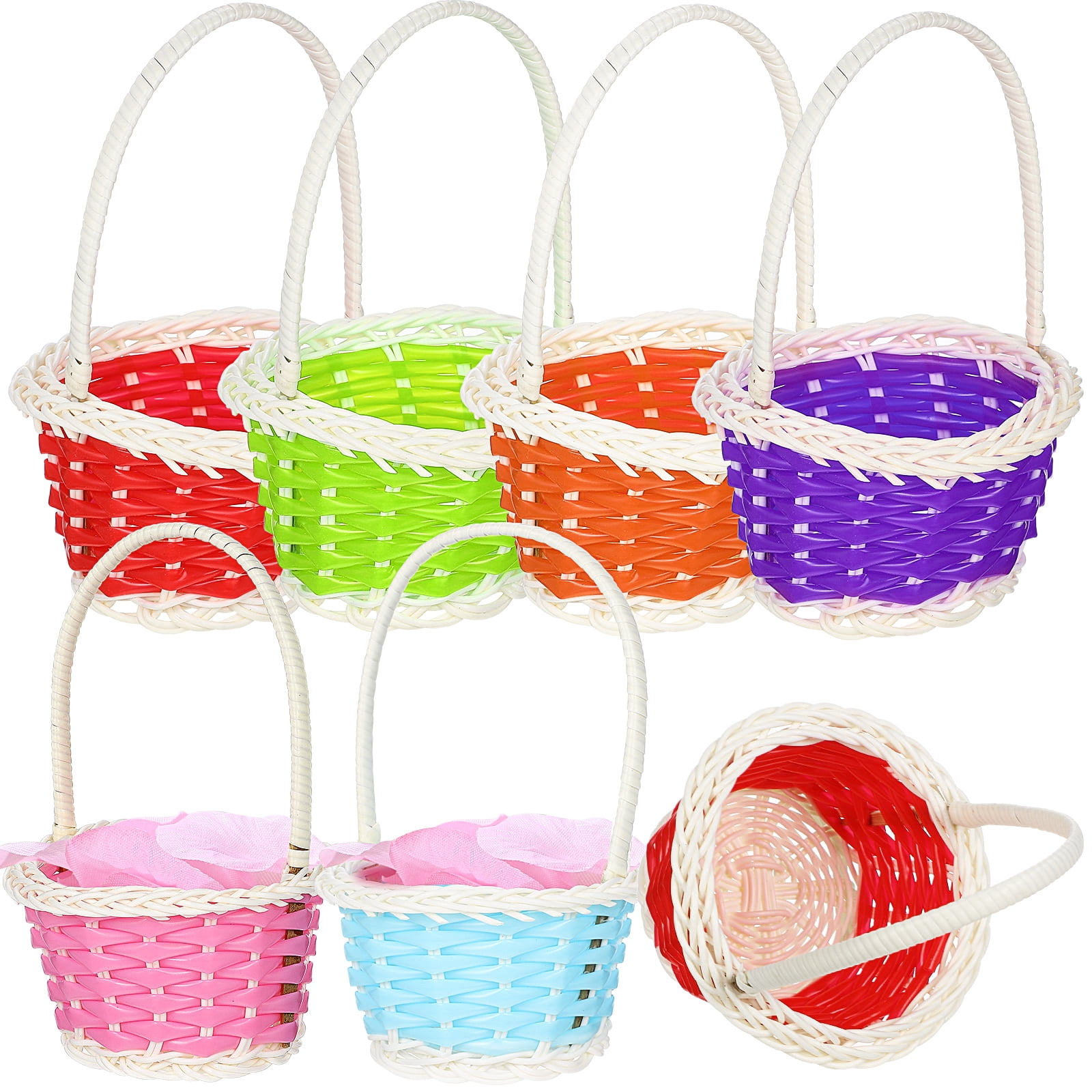 Guichaokj 6pcs Small Woven Baskets with Handle Easter Egg Baskets Candy