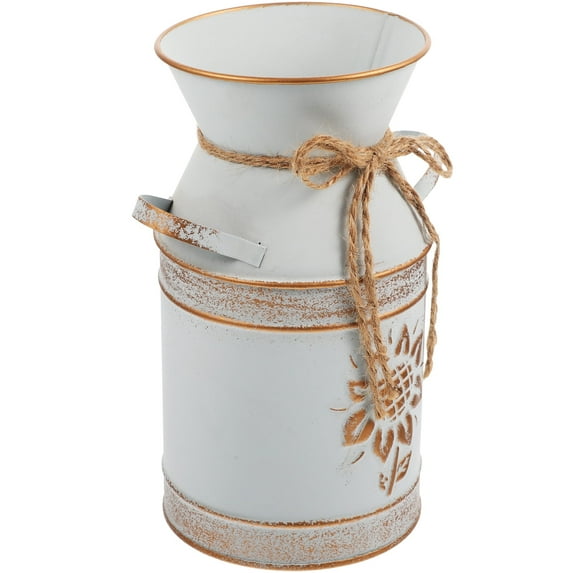 Guichaokj Vintage Farmhouse Decor Vase Plant Tin Buckets Flower Holder Can with Sunflower Design