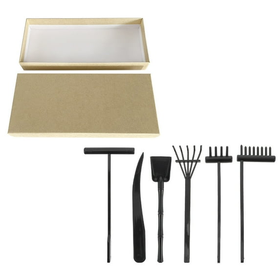 Guichaokj Zen Garden Sand Table Decoration Kit with Plastic Rakes and Plant Accessories for Relaxation and Stress Relief