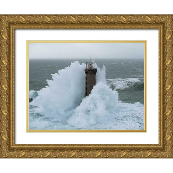Guichard, Jean 32x25 Gold Ornate Wood Framed with Double Matting Museum Art Print Titled - Phare de Kereon