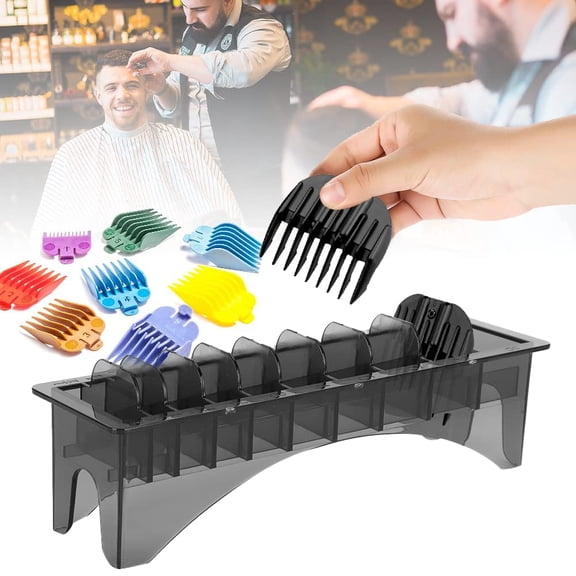 Guide Comb Storage Box, Rectangular Plastic Universal 10 Grid Base for Electric Hair Clipper Limit Comb Hair Tools Supplies Storage Organizer Guide Comb Storage Case Container Box for Barbershop Use