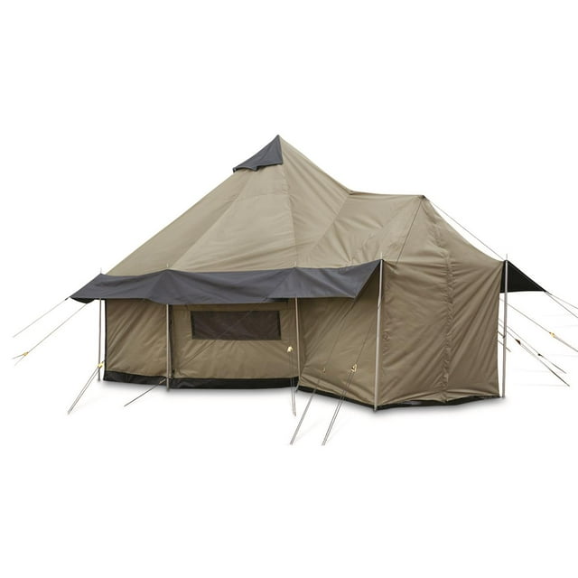 Guide Gear Base Camp Tent, Outdoor, Hiking, Hunting, Four Season Camping with Stove Jack