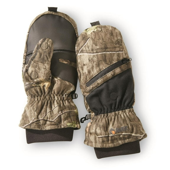 Guide Gear Brushed Tricot Insulated Pop-Top Mittens Mossy Oak Roots MEDIUM