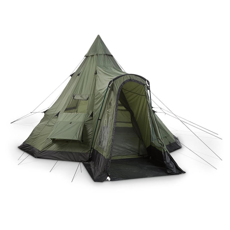 Guide Gear Deluxe 14'x14' Teepee Tent, 6-Person, 4-Season