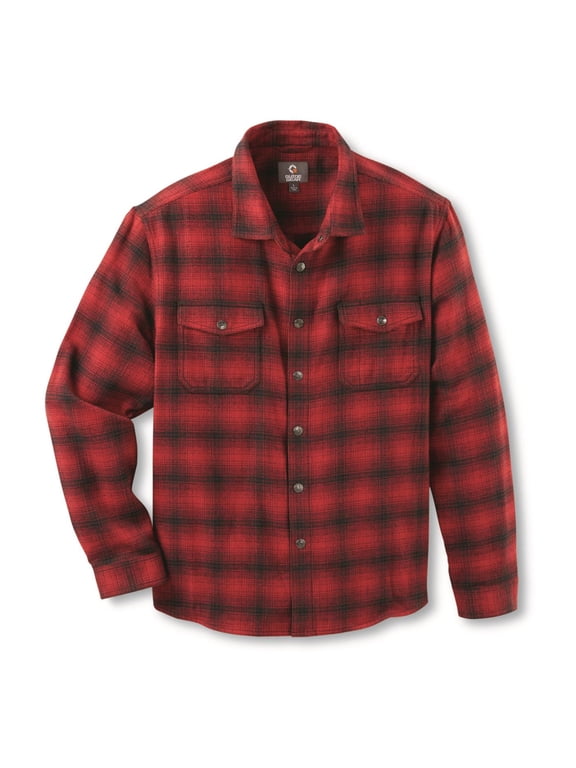 Heavyweight Flannel Shirt Jacket Red Plaid 2XL