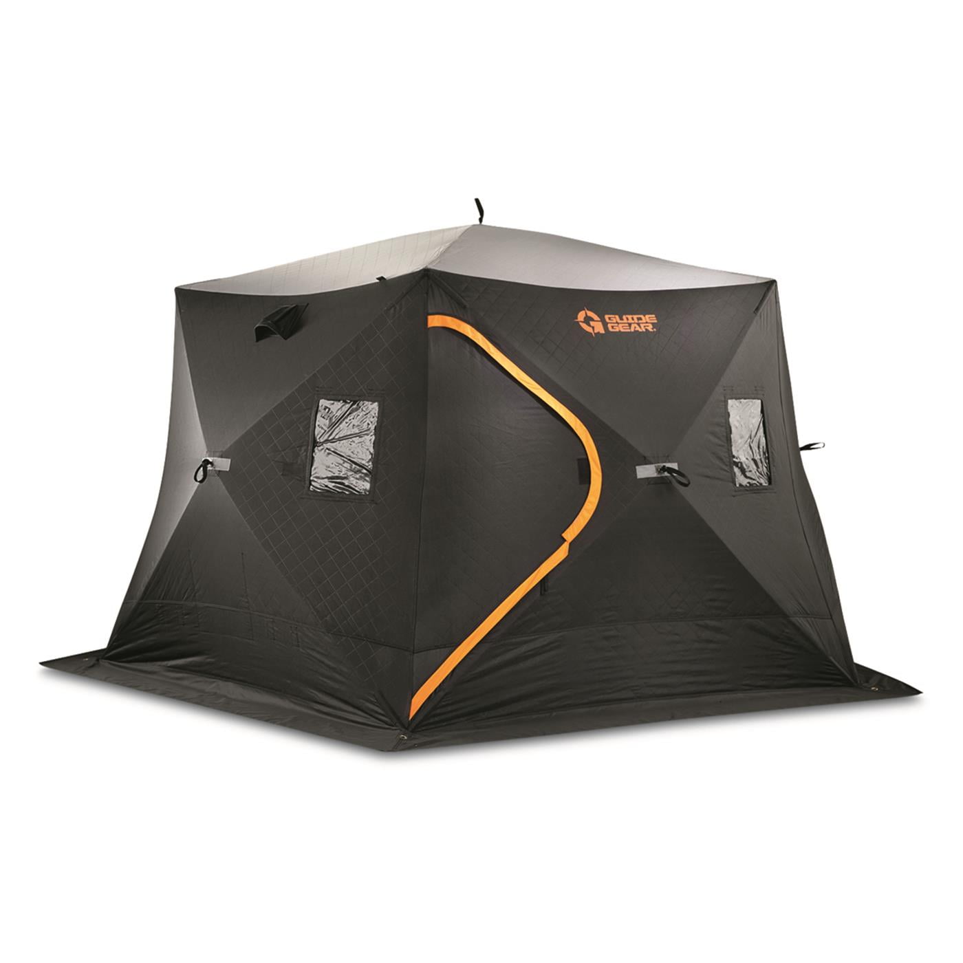 Guide Gear Insulated Hub-Style Ice Fishing Tent, Portable Pop Up Shelter,  Winter Hunting, 5-Sided Wide Bottom 