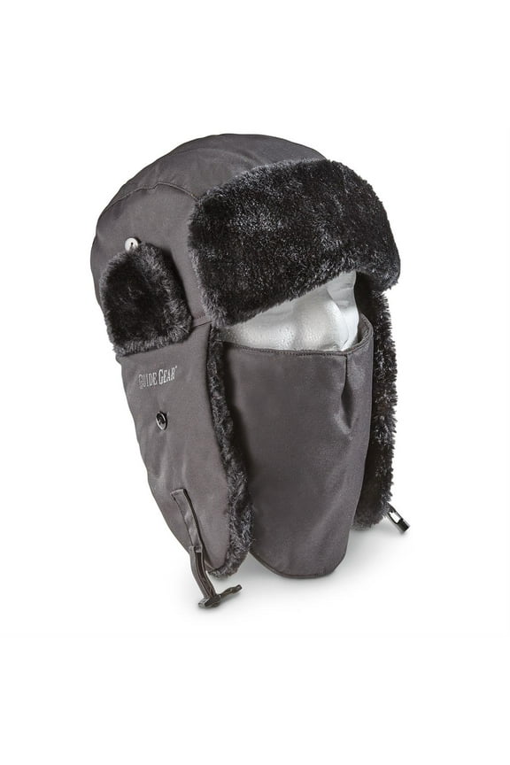 Insulated Trapper Hat with Removable Facemask Black L/XL
