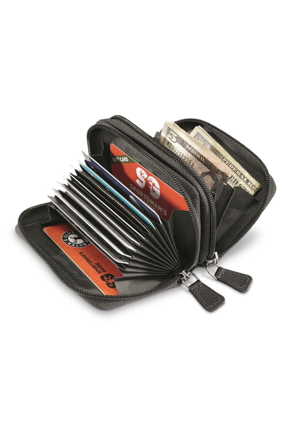 Leather RFID Wallet, Accordion Black
