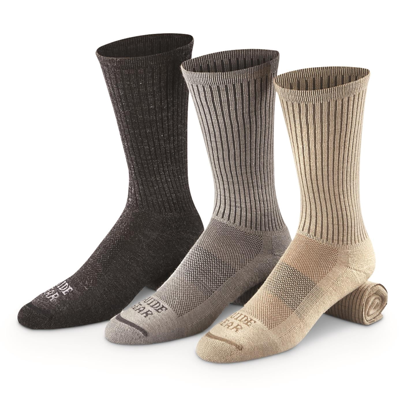 Guide Gear Lightweight Lifetime Socks with NanoGlide, 3 Pairs Black ...