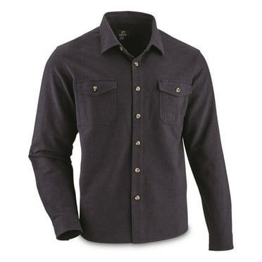 Guide Gear Long Sleeve Cotton Chamois Shirt, Irregular Navy LARGE