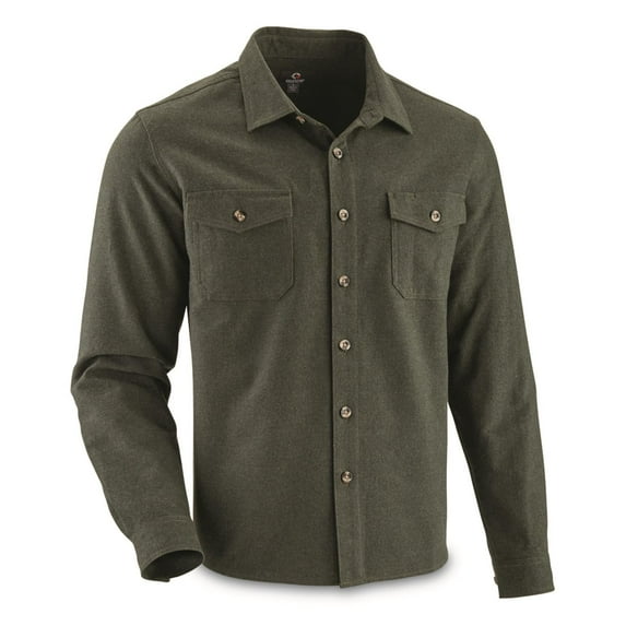 Guide Gear Long Sleeve Cotton Chamois Shirt, Irregular Rifle Green 2XL