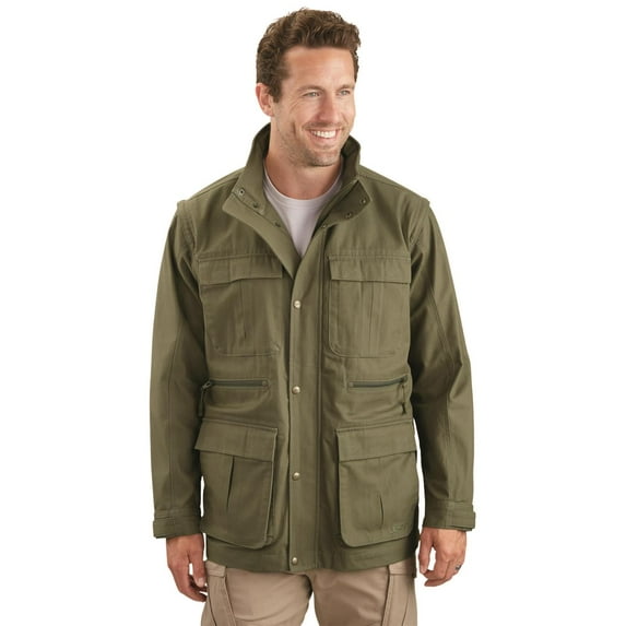 Guide Gear Men's 2-in-1 Field Jacket Vest Burnt Olive LARGE
