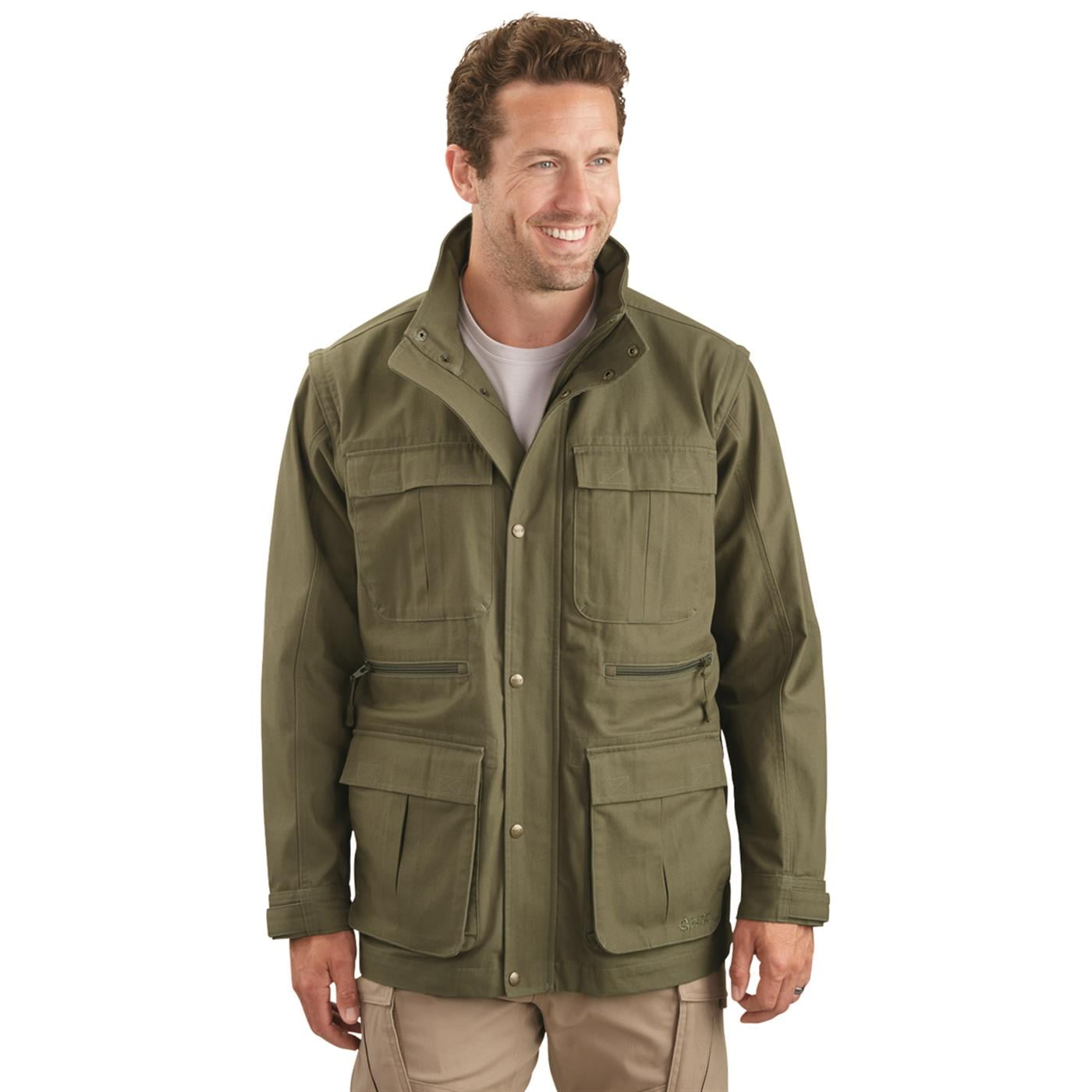 Guide Gear Men's 2-in-1 Field Jacket Vest with Hood, Cotton Blend Multi ...