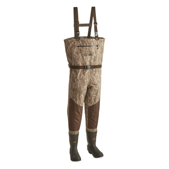 Guide Gear Men’s Breathable Bootfoot Chest Waders, 800 Gram, Stout Sizes Mossy Oak Bottomland 10D (Medium)