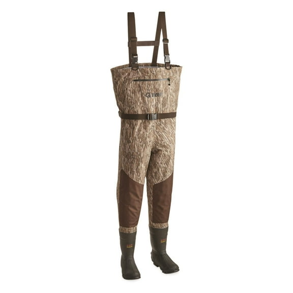 Guide Gear Men’s Breathable Bootfoot Chest Waders, 800 Gram, Stout Sizes Mossy Oak Bottomland 9D      (Medium)