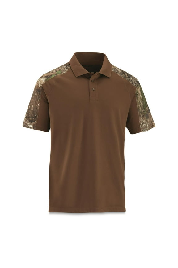 Men's Camo Detail Polo Shirt Brown/Realtree APX XL Tall