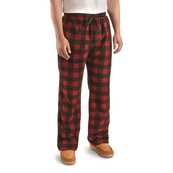 Guide Gear Men's Fleece Pajama Pants Maroon/Black Buffalo LARGE