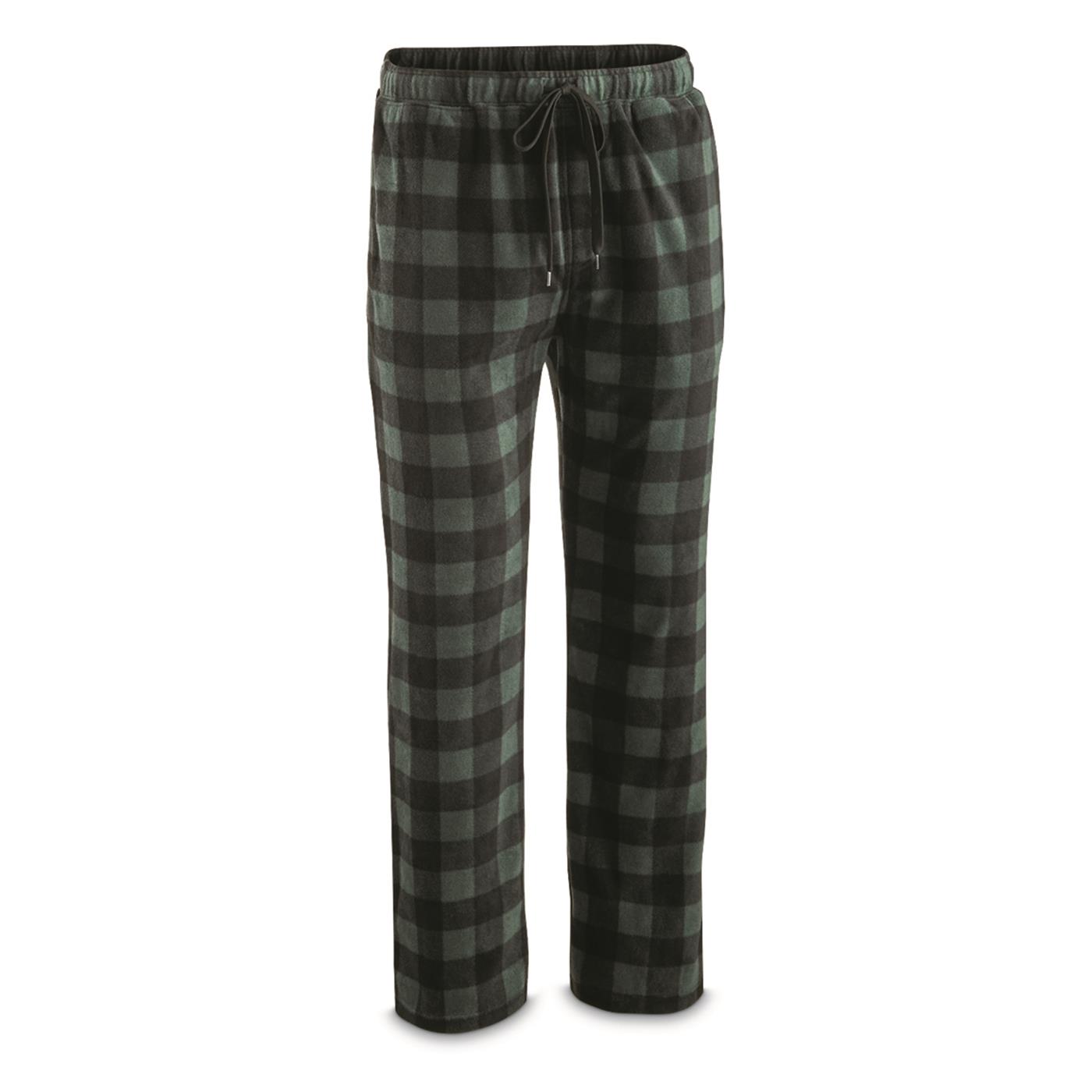 Guide Gear Men's Fleece Pajama Pants with Pockets, Buffalo Plaid Lounge ...