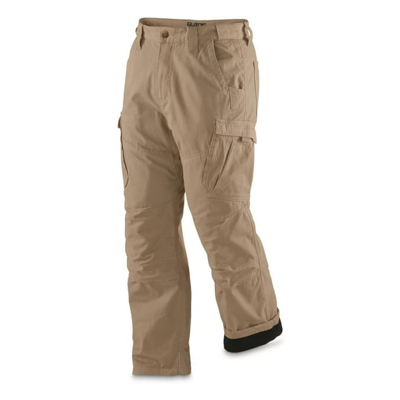 Guide Gear Men's Fleece-lined Flex Canvas Cargo Work Pants Khaki W36 L32