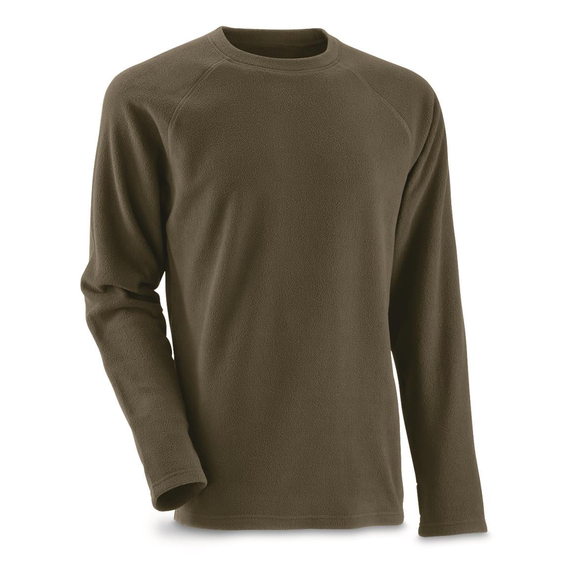 Guide Gear Men s Heavyweight Fleece Base Layer Top Olive Brown LARGE
