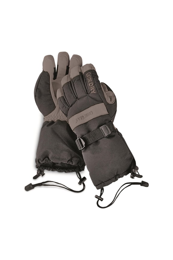 Men's Insulated Guide Dry Snowmobile Gloves Black w/Black Palm MEDIUM