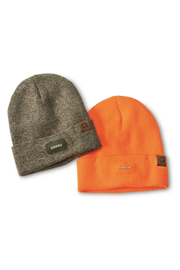 Men's Lighted Beanie Hats, 2 Pack Blaze/Green Camo One Size Fits Most