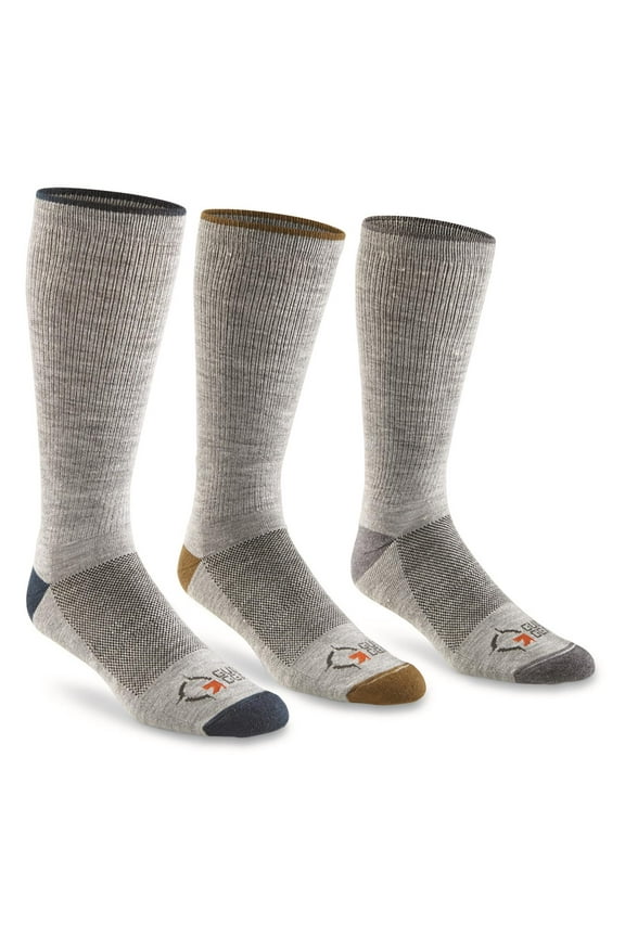 Men's Merino Wool Blend Lightweight Boot Socks, 3 Pairs Gray Heather MEDIUM