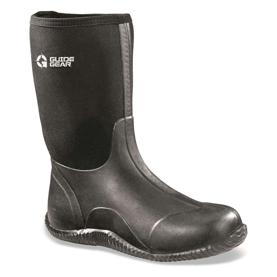 Guide Gear Men's Mid Bogger Waterproof Rubber Boots, Black 12D     (Medium)