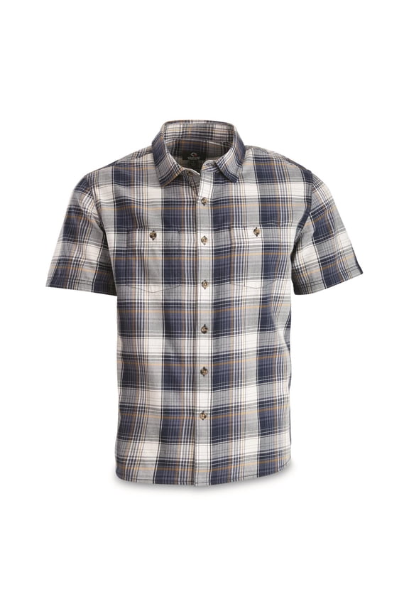 Plaid Short Sleeve Button Up Shirt Indigo XL
