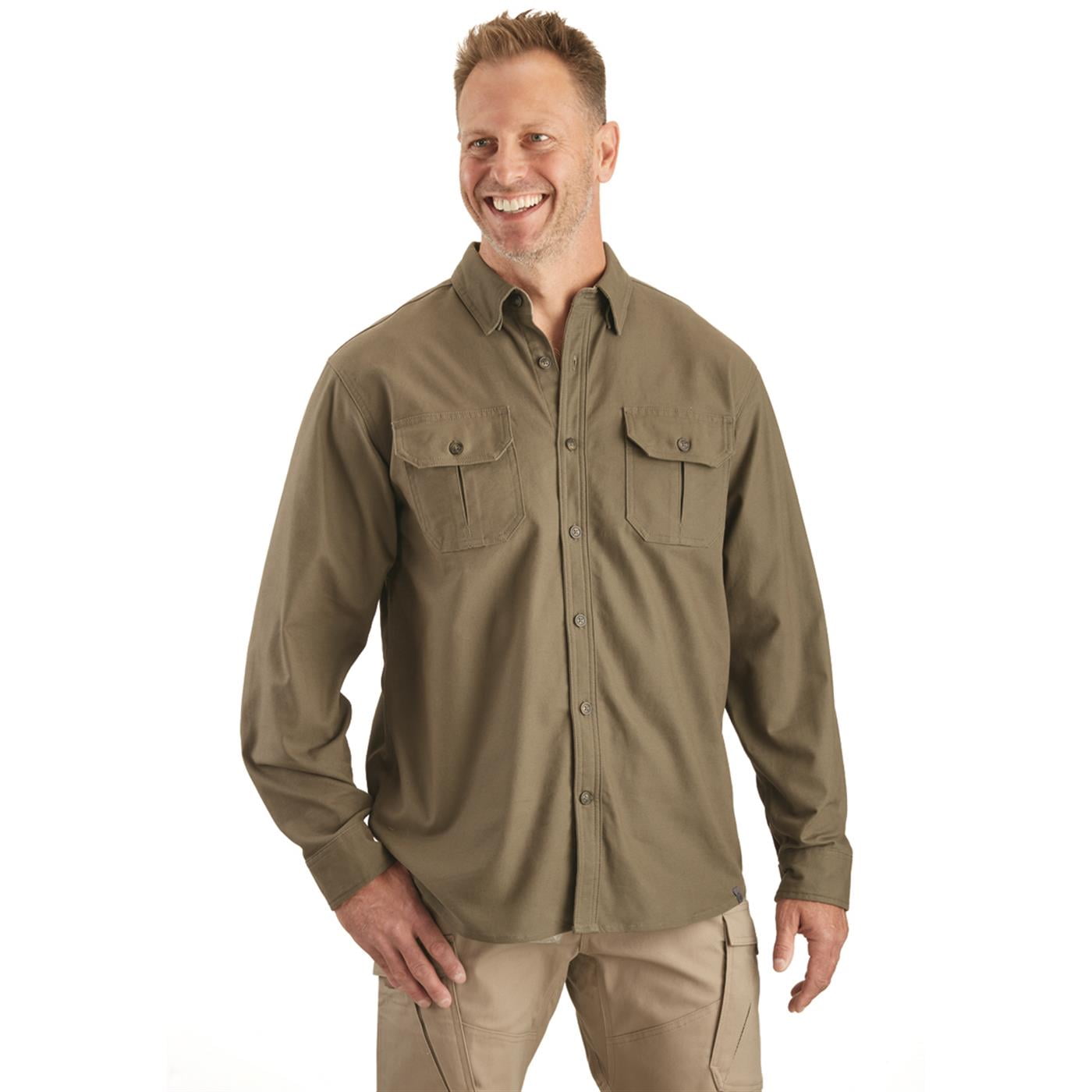 Guide Gear Men's Sportsman's Flex Canvas Shirt Moss Stone LARGE
