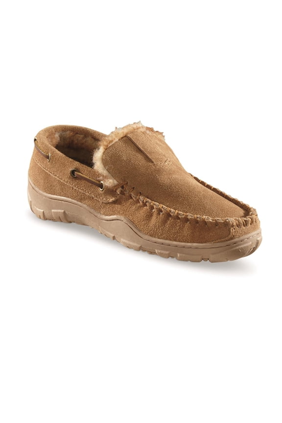 Men's Suede Moccasin Slippers Cinnamon 10D     (Medium)