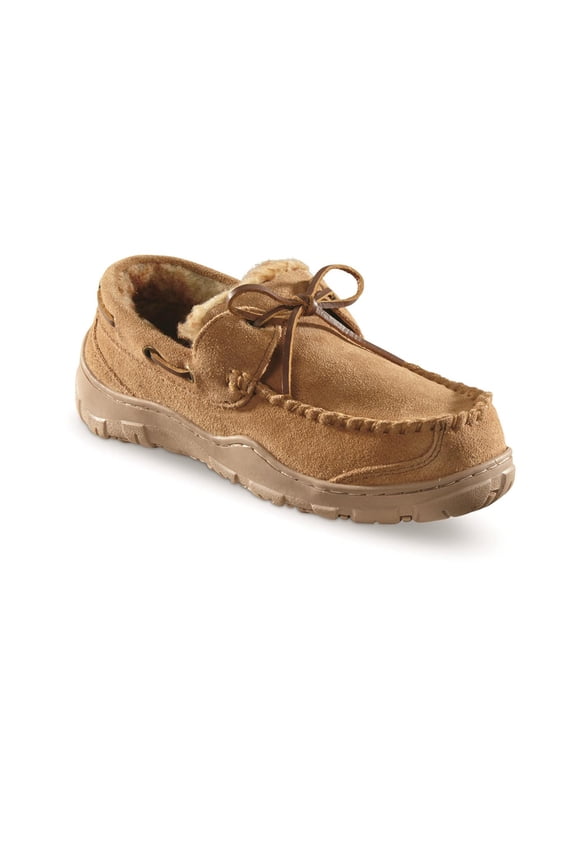 Men's Suede Tie Moc Slippers Cinnamon 14D     (Medium)