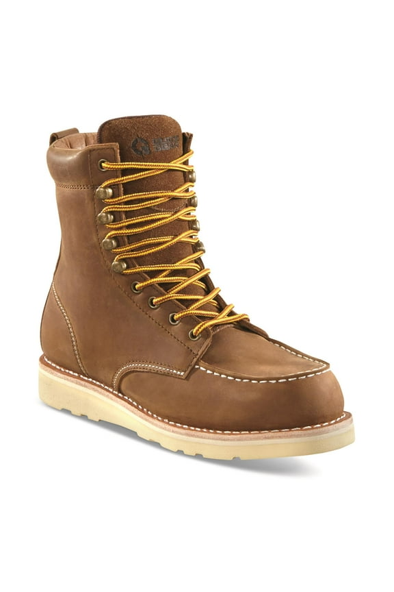 Men's Wedge 8" Moc Toe Work Boots Brown 14D     (Medium)