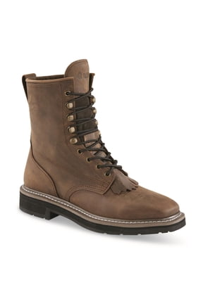 Men's Western Work 2.0 Lace-up Work Boots, Square Toe Distressed Brown 13D (Medium)