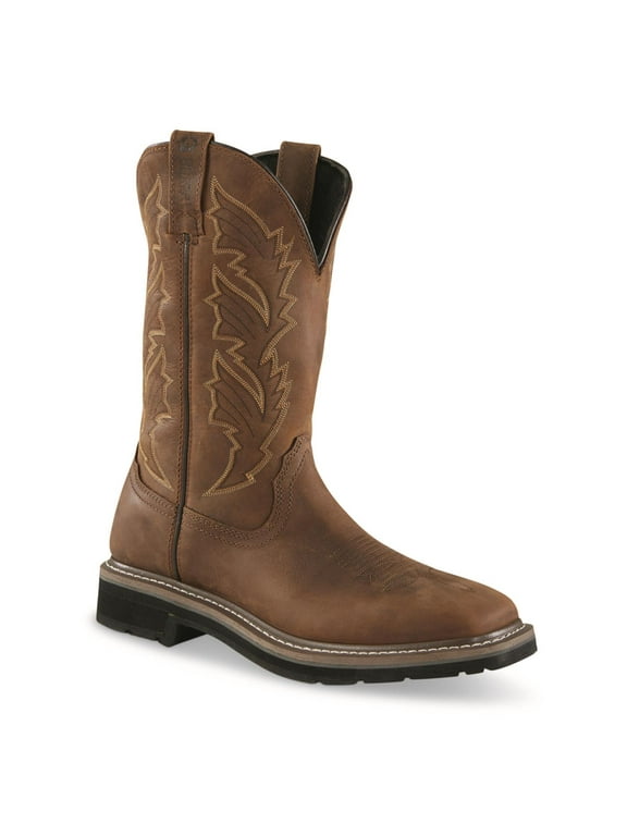 Men's Western Work 2.0 Pull-On Work Boots, Square Toe Distressed Brown 10.5 2E (Wide)