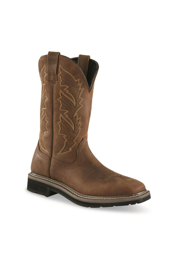 Men's Western Work 2.0 Pull-On Work Boots, Square Toe Distressed Brown 10D (Medium)