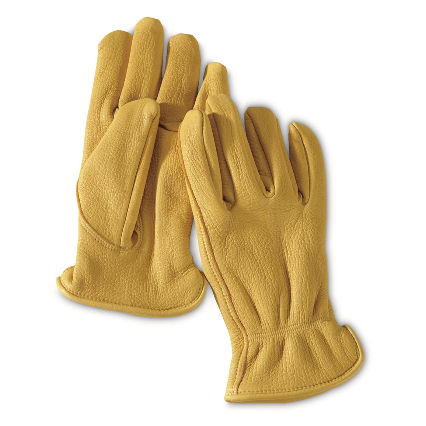 Guide Gear Mens Deerskin Leather Work Gloves Insulated, Thinsulate 40 Gram