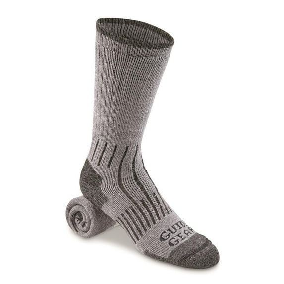 Guide Gear Midweight Lifetime Socks with NanoGLIDE, 3 Pairs Charcoal LARGE